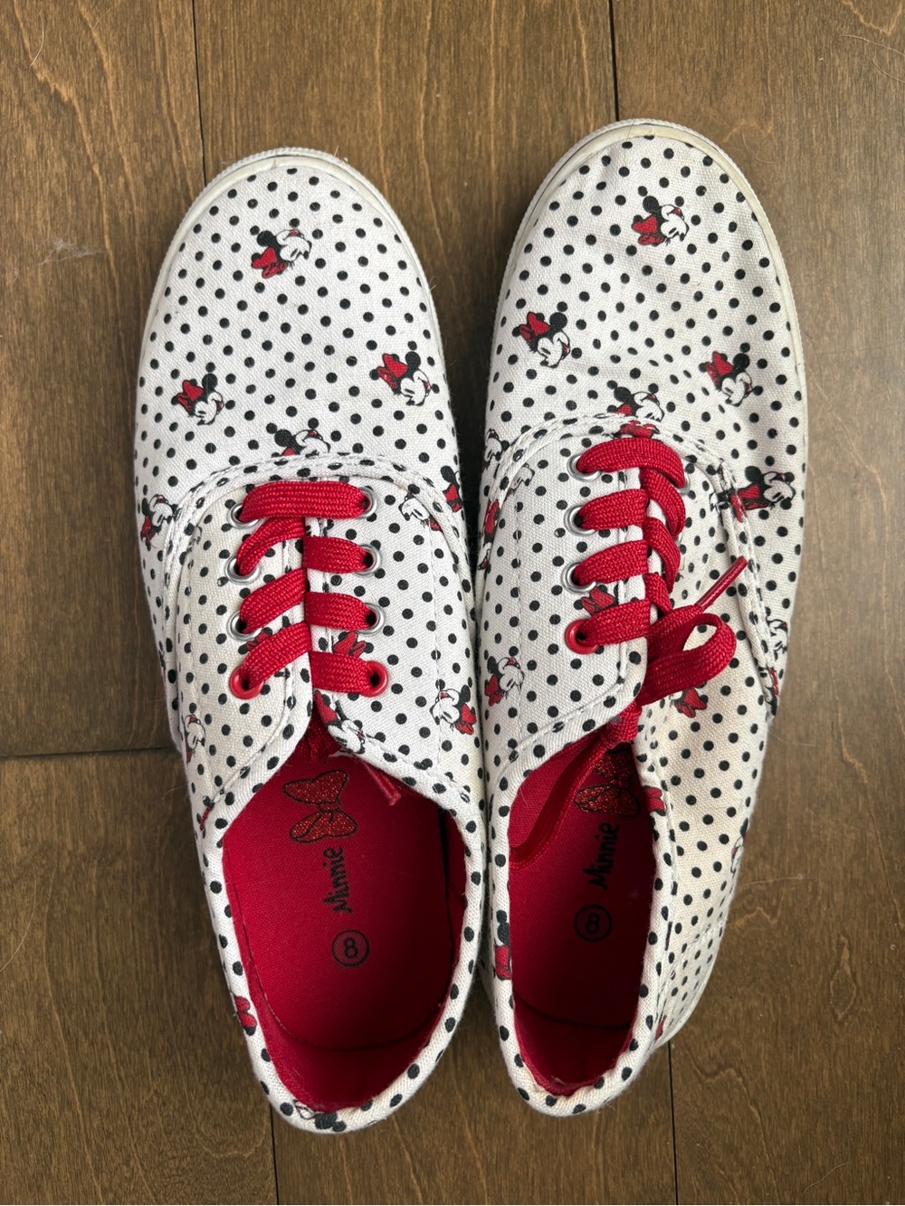 Disney Minnie Mouse Polka Dot Canvas Slip On Sneakers Women's 8